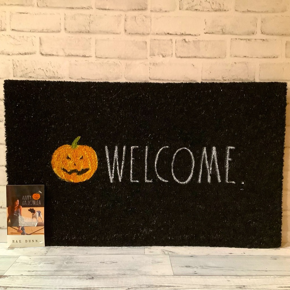Rae Dunn Welcome Pumpkin Halloween Coir Mat